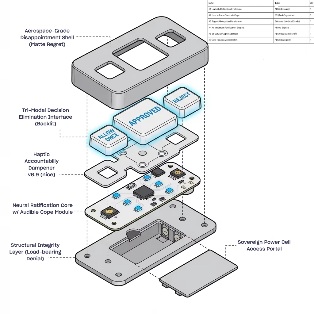 The Approve Button — exploded component diagram